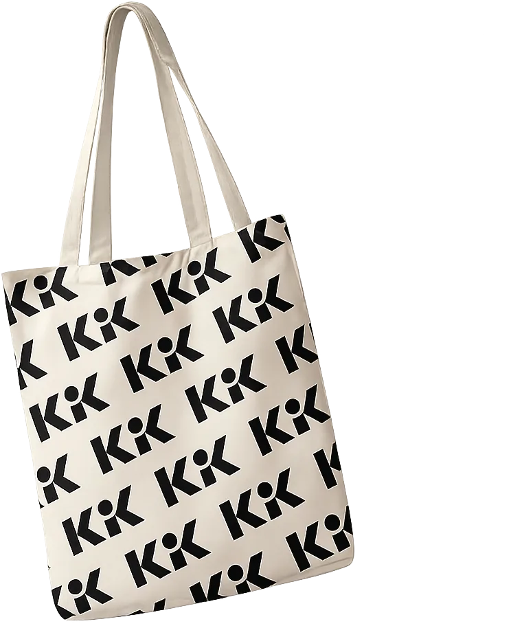 Bawełniana torba z wzorem logo KIK — wizualizacja