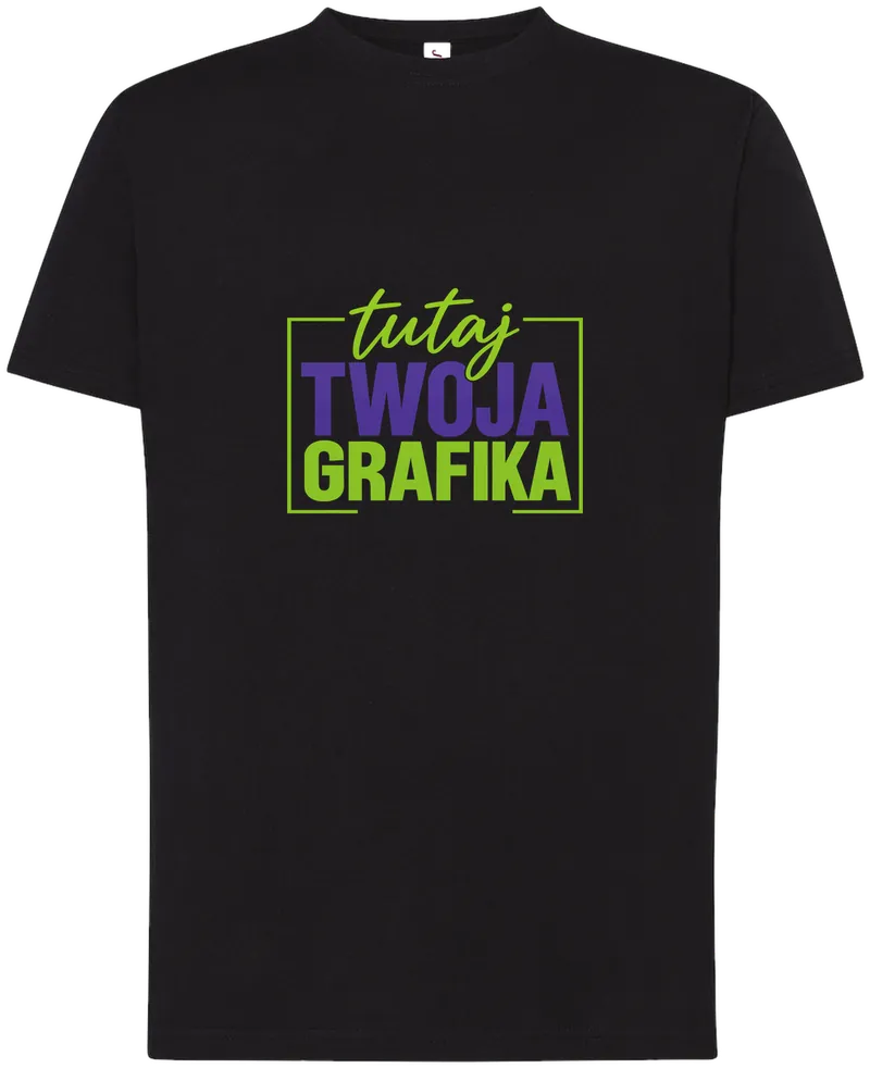 Koszulka w kolorze: Czarny — wizualizacja z przykładową grafiką